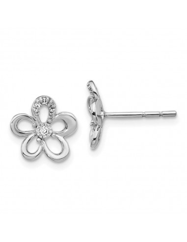 14k White Gold Diamond Flower Earrings Fin de série