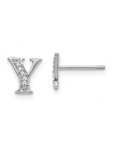 14k White Gold Diamond Initial Y Earrings une grave pollution 