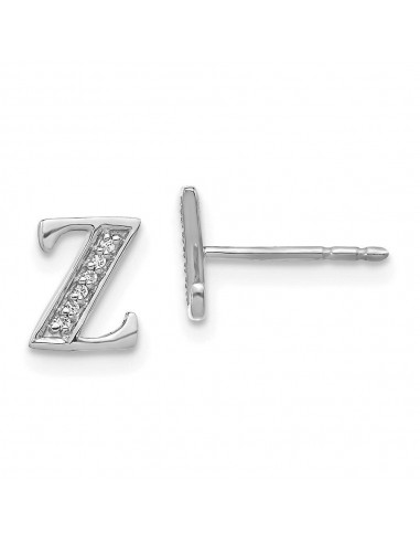 14k White Gold Diamond Initial Z Earrings 50% de réduction en Octobre 2024