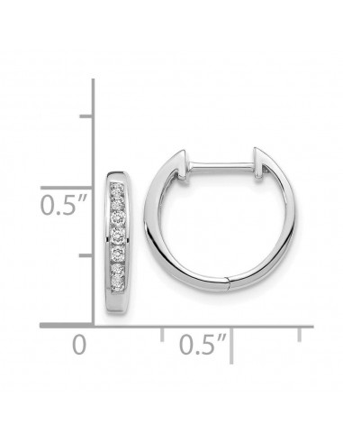 14K White Gold Diamond Hinged Hoop Earrings solde