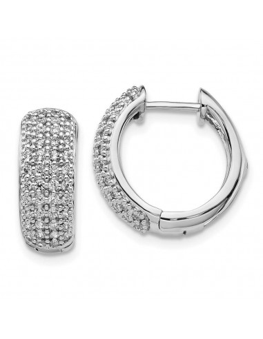 14k White Gold Diamond Hinged Hoop Earrings paiement sécurisé