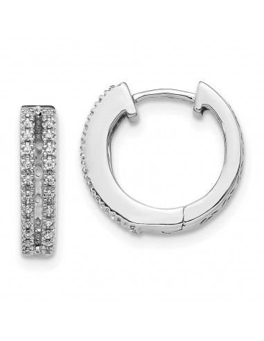 14k White Gold Diamond Hinged Round Hoop Earrings une grave pollution 