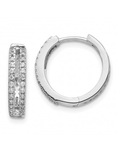 14k White Gold Diamond Hinged Round Hoop Earrings la livraison gratuite