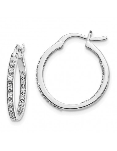 14k White Gold Diamond In/Out Hoop Earrings solde