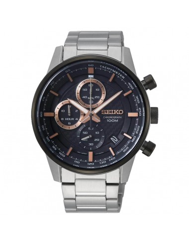 Seiko Men's Chrono Watch - Discover More Black & Rose Gold Dial Bracelet | SSC495P1 paiement sécurisé