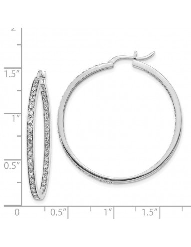 14k White Gold Diamond In/Out Hoop Earrings solde