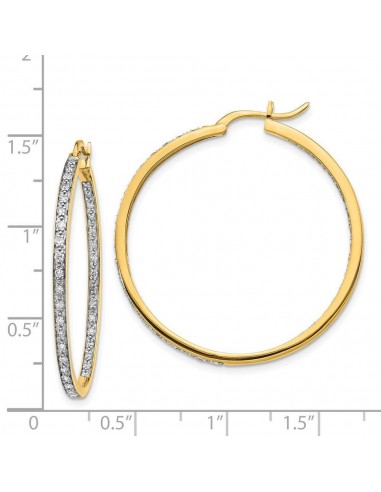 14k Diamond In/Out Hoop Earrings Pour