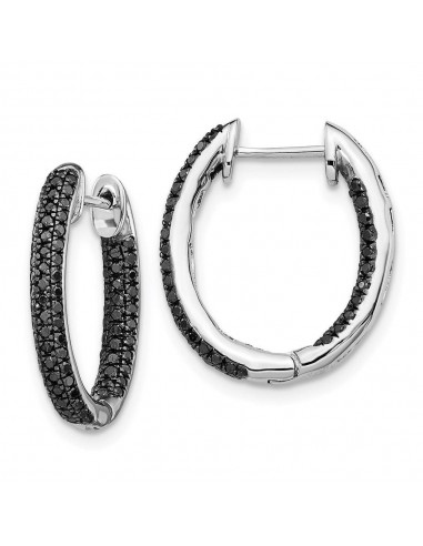 14k White Gold, All Black Diamond In-Out Hoop Earrings s'inspire de l'anatomie humaine