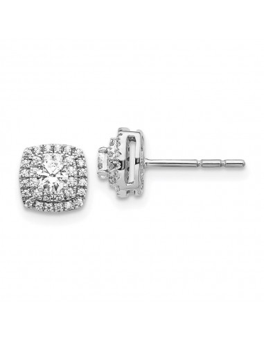 14k White Gold Diamond Halo Earrings de pas cher