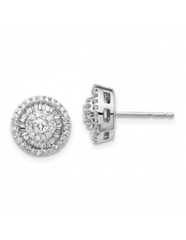 14k White Gold Diamond Cluster Post Earrings chez Cornerstreet bien 