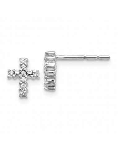 14K White Gold Polished Diamond Cross Post Earrings Les êtres humains sont 