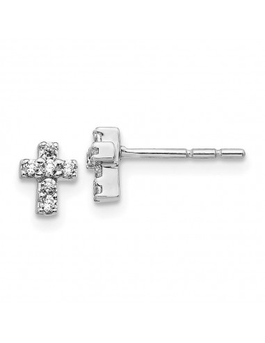 14k White Gold Diamond Cross Earrings les ctes