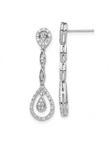 14k White Gold Diamond Dangle Earrings Comparez plus de prix