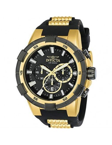 Invicta Men's Chronograph Watch - Aviator Black and Gold Tone Strap | 23693 Livraison rapide