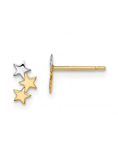 Madi K Kid's 14k  & White Rhodium 3-Star Post Earrings pas chere