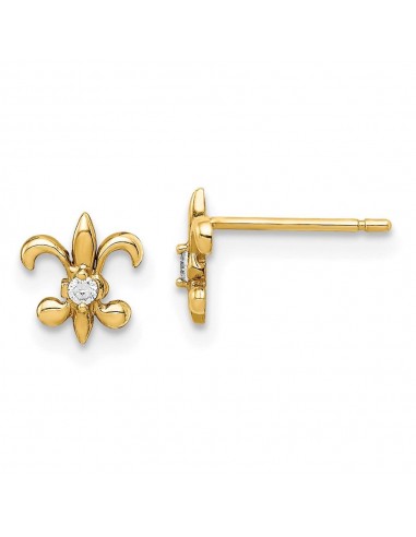 Madi K Kid's 14k  CZ Fleur De Lis Post Earrings les ligaments