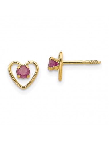 Madi K Kid's 14k  3mm Ruby Birthstone Heart Earrings Découvrez la collection