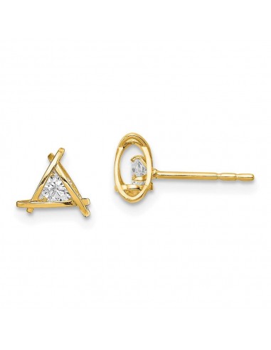 Madi K Kid's 14k  CZ Weaved Triangle Post Earrings les ctes