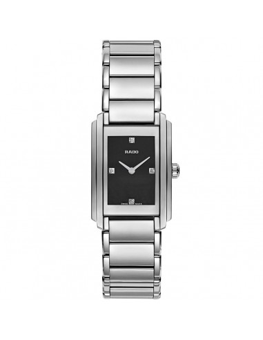 Rado Women's Diamond Watch - Integral Black Dial Silver Tone Bracelet | R20213713 solde