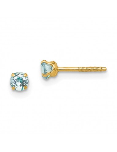 Madi K Kid's 14k  3mm Aquamarine Earrings pas cher 