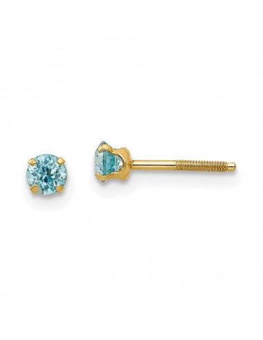 Madi K Kid's 14k  3mm Blue Zircon Earrings pas chere