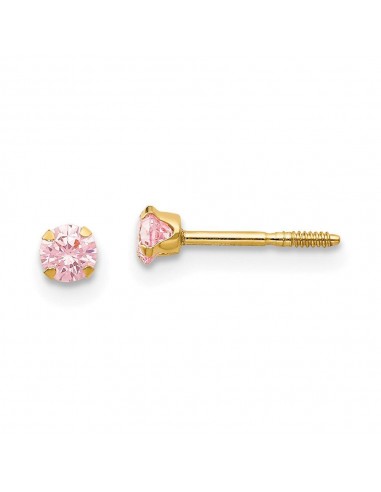 Madi K Kid's 14k  3mm Pink CZ Earrings brillant des détails fins