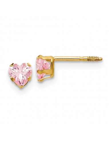 Madi K Kid's 14k  4mm Pink CZ Heart Earrings de l' environnement