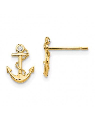 Madi K Kid's 14k  CZ  Anchor Post Earrings pas cher 