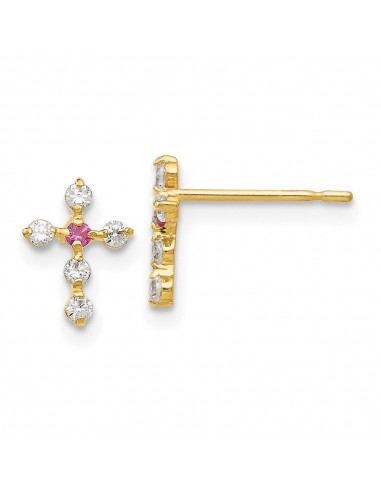 Madi K Kid's 14k  CZ  Cross Post Earrings en stock