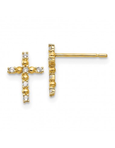 Madi K Kid's 14k  CZ  Cross Post Earrings de pas cher