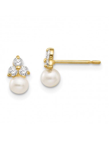 Madi K Kid's 14k  CZ and FW Cultured Pearl Post Earrings sur le site 