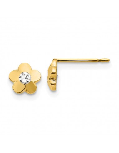 Madi K Kid's 14k  CZ D/C  Flower Post Earrings le des métaux précieux