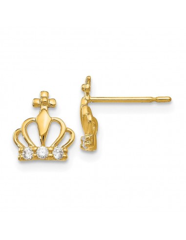 Madi K Kid's 14k  CZ  Crown Post Earrings basket pas cher