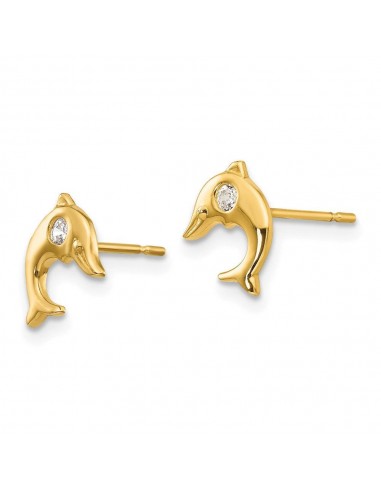 Madi K Kid's 14k  CZ  Dolphin Post Earrings pour bénéficier 