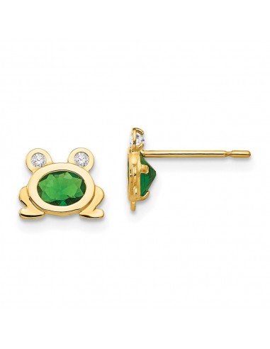 Madi K Kid's 14k  CZ  Frog Post Earrings Venez acheter