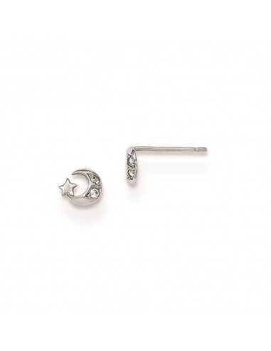 Madi K Kid's 14K White Gold  CZ Moon & Star Post Earrings Dans la société mordern