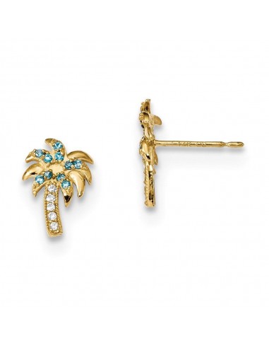 Madi K Kid's 14k  Blue & Clear CZ Palm Tree Post Earrings offre 