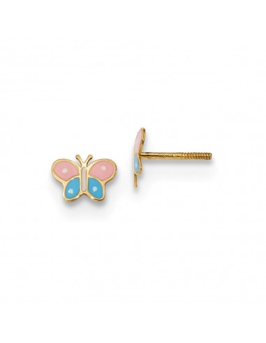 Madi K Kid's 14k  Polished Enameled Butterfly Screwback Post Earrings Le MVP de beaucoup