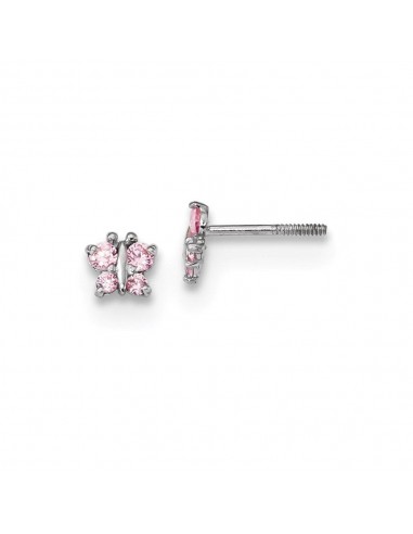 Madi K Kid's 14k White Gold  Polished Pink CZ Butterfly Post Earrings de votre