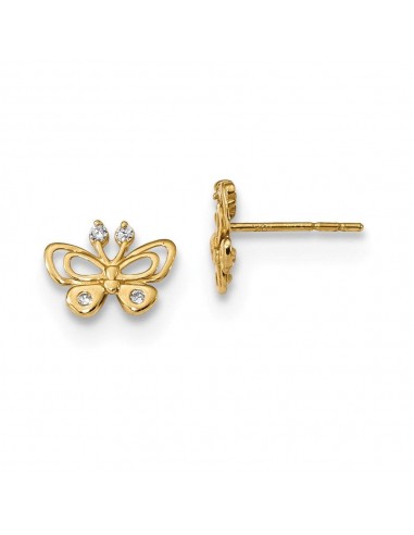 Madi K Kid's 14k  Polished CZ Butterfly Post Earrings Amélioration de cerveau avec