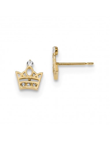 Madi K Kid's 14k   CZ Crown Post Earrings outlet