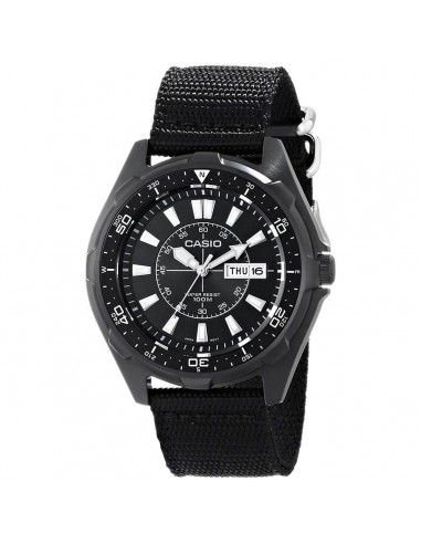 Casio Men's Quartz Watch - Classic Black Dial Black Nylon Strap | AMW110-1AV le concept de la Pate a emporter 