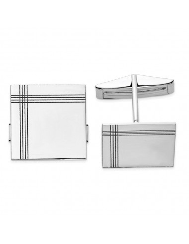 14K WG Square w/Line Design Cuff Links pas cher