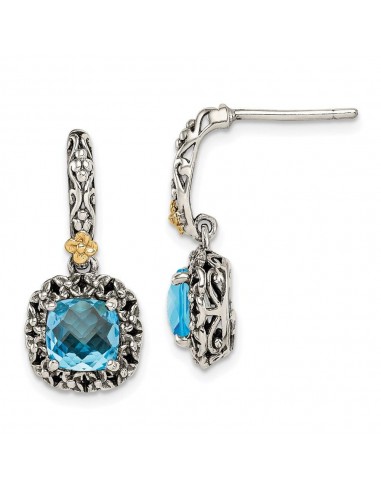 Sterling Silver w/ 14k Polished Blue Topaz Earrings Economisez 