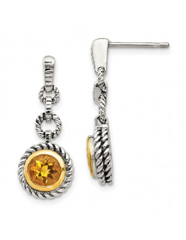 Sterling Silver w/Gold-tone Flash Gold-plated Citrine Earrings ouvre sa boutique