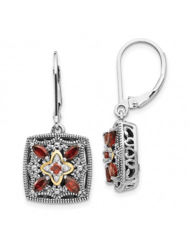 Sterling Silver w/14k Diamond & Garnet Earrings de votre