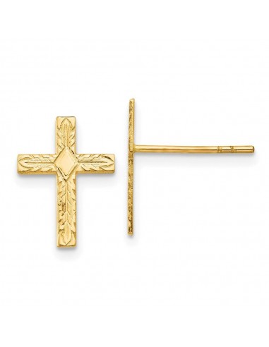 14k Polished & Textured Cross Earrings Profitez des Offres !