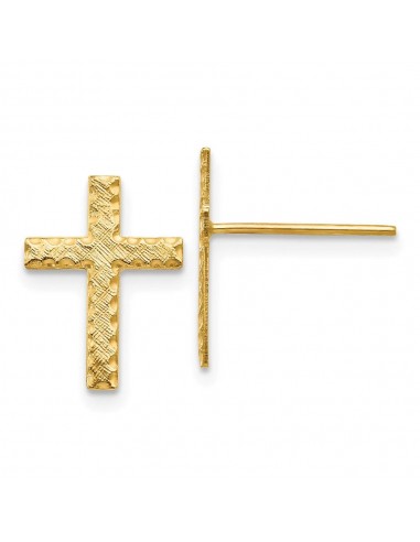 14k Brushed Finish Cross Earrings de technologie