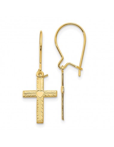 14k Polished & Satin Cross Earrings offre 