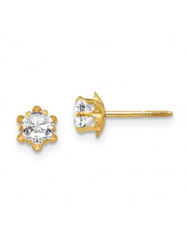 Madi K Kid's 14k  4mm Synthetic (Apr) Screwback Earrings Amélioration de cerveau avec